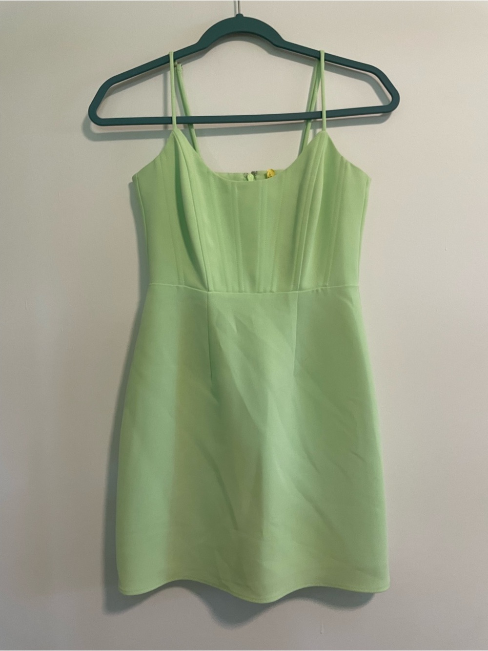 Gianni Bini Lime Green Corset Top Mini Dress Size 0 made in Vietnam